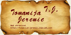 Tomanija Jeremić vizit kartica